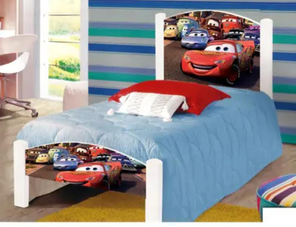 Cama Infantil Solteiro Adesivada Disney Carros